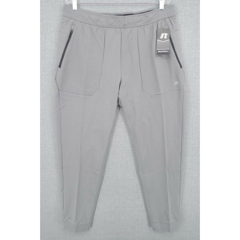 Rusell Jogger Pants Mens Extra Large Gray Knit Ponte Zip Pockets Stretch NWT